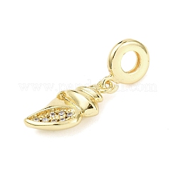Brass Micro Pave Clear Cubic Zirconia Sea Animal European Dangle Charms&nbsp;LS-KK-B159-04G-04