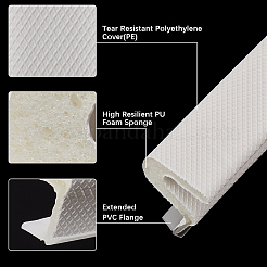 PUプラスチックシールストリップ  ドアギャップ用  ウィンドウギャップ  遮音性と遮光性  ホワイト  12x10mm&nbsp;AJEW-WH0515-54A-01