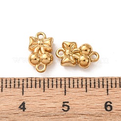 304ステンレススチールリンクコネクタチャーム  チェリー  ゴールドカラー  10.5x6x3.5mm  穴：1mm&nbsp;STAS-K291-16G