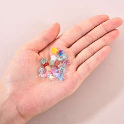 20個スプレー塗装ガラスビーズ  混合スタイル  スター  ミックスカラー  8x8.5x4mm  穴：1mm&nbsp;GLAA-YW0001-10