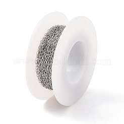 変色しにくい304ステンレススチールアズキチェーン  ハンダ付け  スプールで  ステンレス鋼色  2.4x1.4x0.3mm  約32.81フィート（10m）/ロール&nbsp;CHS-C002-03P