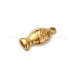 304ステンレスペンダント  ゴールドカラー  魚  18.5x9x3.5mm  穴：2mm&nbsp;STAS-I348-01G-02
