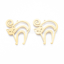 ステンレスペンダント201個  猫  18KGP本金メッキ  36x31.5x1mm  穴：1.4mm&nbsp;STAS-N090-LA928-2