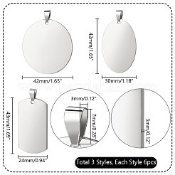 18Pcs 3 Styles 201 Stainless Steel Stamping Blank Tag Pendants&nbsp;STAS-PH0005-63