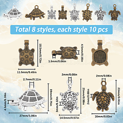 80Pcs 8 Style Tibetan Style Alloy Pendants&nbsp;FIND-SC0007-31