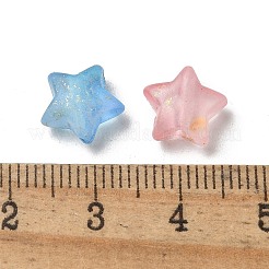 グラデーションカラー透明アクリルビーズ  金色の箔付き  スター  ミックスカラー  9x10x5mm  穴：1.6mm&nbsp;X-OACR-M023-04B