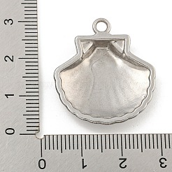変色しない304ステンレススチールペンダント  貝殻の形のチャーム  ステンレス鋼色  27x25.5x4.5mm  穴：2.5mm&nbsp;STAS-I307-505P