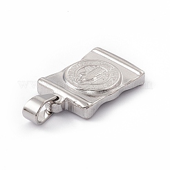 変色しない304ステンレススチールペンダント  イエスと十字架のある長方形  ステンレス鋼色  24x15x4mm  穴：6x5mm&nbsp;STAS-H171-02P