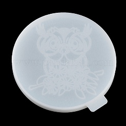 Flat Round with Owl & Flower DIY Cup Mat Silicone Molds&nbsp;SIL-F007-06B