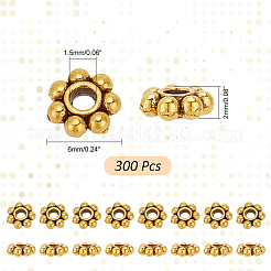 300Pcs Tibetan Style Alloy Beads Daisy Spacer Beads&nbsp;TIBEB-PH0005-05AG