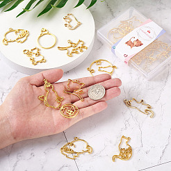 24個 12スタイル 亜鉛合金 子猫 オープンバック ベゼル ペンダント  UVレジンDIY用  エポキシ樹脂  プレスジュエリー  猫  ゴールドカラー  25~47x19~42x2~2.5mm  穴：2~3mm  2個/スタイル&nbsp;FIND-CW0001-05
