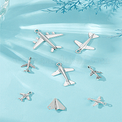 60Pcs 6 Styles Tibetan Style Zinc Alloy Passenger Airplane Pendants&nbsp;FIND-LP0001-94