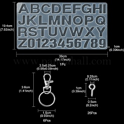 Diyキーホルダー作成キット  数字と文字のデザインを含むDIYシリコンモールド。  合金回転式ナスカン  鉄製キーホルダー＆ネジアイピンペグベイル  ホワイト&nbsp;DIY-YW0006-60