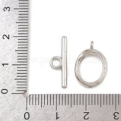 楕円形の真鍮製トグル留め具  カドミウムフリー＆鉛フリー  長持ちメッキ  プラチナ  5.5~16.5x11.5~18x3.5mm  穴：1.5~1.8mm&nbsp;KK-G548-35P