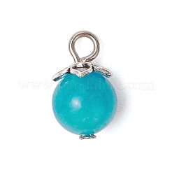 18Pcs 9 Colors Dyed Natural Yellow Jade & Malaysia Jade & Green Jade Round Charms&nbsp;PALLOY-JF03656