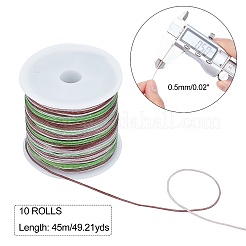 ポリエステル糸  中国語結びコード  スプールで  ミックスカラー  0.5mm  45 m /ロール  10roll /セット&nbsp;OCOR-WH0033-45