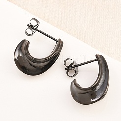 316サージカルステンレススタッドピアス  J字型  イオンプレーティング（ip）  ブラック  18.5x10mm&nbsp;EJEW-C160-09EB