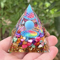 オルゴナイトピラミッド樹脂エネルギー発生器  レイキの天然シェルチップが入っており、ホームオフィスのデスクの装飾に最適です。  60mm&nbsp;PW-WG7389F-01