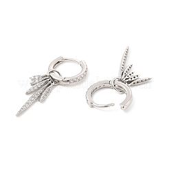Clear Cubic Zirconia Leaf Dangle Hoop Earrings&nbsp;EJEW-P213-05P