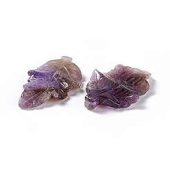 天然石アメジストペンダント  葉のチャーム  41.5x25~26x5mm  穴：0.8mm&nbsp;G-I336-01-33