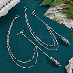合金ペンダントデコレーション8個。  アルミチェーンと鉄製のキー留め金具付き  プラチナ  362mm&nbsp;HJEW-DC00189