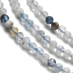 天然石アクアマリンビーズ連売り  多面カットラウンド  3mm  穴：0.7mm  約123~132個/連  14.57''~14.96''（37~38センチメートル）&nbsp;G-RM2025-A17-3mm-B