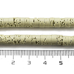 天然溶岩石染めビーズ連売り  ディスク  ヒシビーズ  ベージュ  6x3~3.5mm  穴：1.5mm  約107~114個/連  14.96''（38センチメートル）&nbsp;G-K375-G03-01