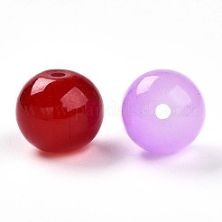 ベーキングペイント模造翡翠ガラスビーズ  ラウンド  ミックスカラー  10~11mm  穴：1.2~1.8mm&nbsp;X1-DGLA-Q021-10mm-M
