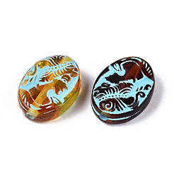 塗装された透明なアクリルビーズ  模造琥珀  女性との楕円形  シエナ  17~17.5x13x5.5~6mm  穴：1.6mm  約560個/500g&nbsp;OACR-T029-03J