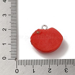 不透明樹脂ペンダント  プラチナメッキの鉄製ループ付きリップチャーム  ファイヤーブリック  19x20x6.5mm  穴：2mm&nbsp;FIND-Z043-03B