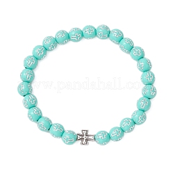 Acrylic Round with Cross Beads Stretch Bracelets&nbsp;BJEW-JB11941
