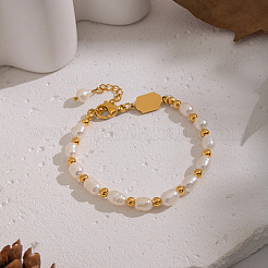 Natural Freshwater Pearl & Stainless Steel Beaded Bracelets for Women&nbsp;XK1851