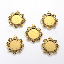 Tibetan Style Pendant Cabochon Settings&nbsp;TIBE-A21387-AG-FF