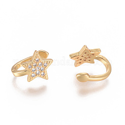 Golden Plated Brass Micro Pave Cubic Zirconia Cuff Earrings&nbsp;X-EJEW-L244-39G