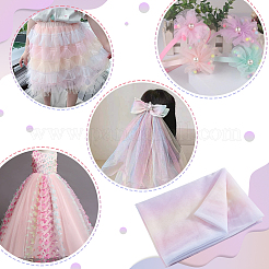 虹色のポリエステルメッシュ生地  ドレス衣装の装飾用  ピンク  500x15x0.03cm  1.5m / pc&nbsp;DIY-WH0504-162B