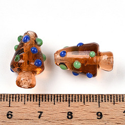 手作りのランプワークの凹凸のあるビーズ  クリスマスツリーのチャーム  ペルー  17.5~20x11~14.5mm  穴：1~1.6mm&nbsp;LAMP-T022-02A-07