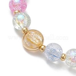 8mm Round Electroplated Crackle Glass Beaded Stretch Bracelets&nbsp;BJEW-JB10534-02