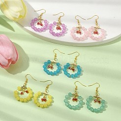 Imitation Jade Glass Beaded Ring Dangle Earrings&nbsp;EJEW-JE05568