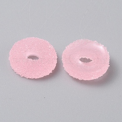 ドゥルージー樹脂デコデンカボション  ドーナツ  模造キャンディー  艶消し  ピンク  16x5mm&nbsp;RESI-WH20002-06A
