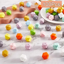 100Pcs Silicone Beads Mixed Color Hexagonal Silicone Beads Bulk Spacer Beads Silicone Bead Kit for Bracelet Necklace Keychain Jewelry Making&nbsp;JX307A