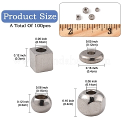 100Pcs 4 Style 304 Stainless Steel Spacer Beads&nbsp;STAS-YW0002-81