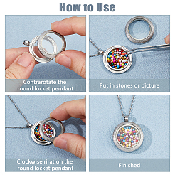 4Pcs 4 Colors Stainless Steel Locket Pendants&nbsp;STAS-HS0001-41