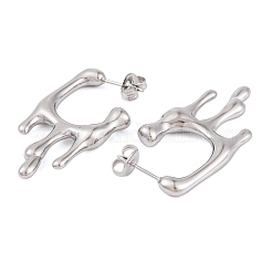 Non-Tarnish Melting Rectangle 304 Stainless Steel Stud Earrings for Women&nbsp;EJEW-A049-14P