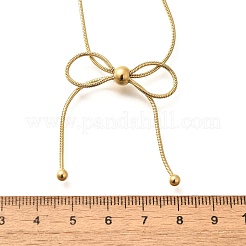 304ステンレススチール製蝶結びペンダントスネークチェーンネックレス（女性用）  18KGP本金メッキ  長さ15.16インチ(38.5cm)+55mmエクステンダー&nbsp;NJEW-R014-01G