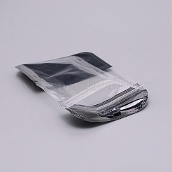 再封可能なプラスチック製包装袋  長方形  ブラック  13x8.5x0.15cm;内寸：10x7.5cm  穴：7x21mm  50個/袋&nbsp;OPP-WH0008-02E