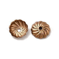 イオンプレーティング（IP）304ステンレススチールビーズキャップ  花  コーヒーゴールデン  7x2mm  穴：1mm&nbsp;STAS-G075-10CG
