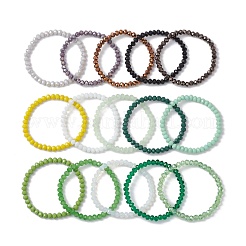 15Pcs 15 Colors Faceted Rondelle Imitation Jade Glass Beaded Stretch Bracelet Sets&nbsp;BJEW-JB10791