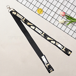 バックパックチアリーダー用布ポンポンホルダー6個  チアリーダータグ付きチアストラップ  ブラック  370mm  6個/セット&nbsp;AJEW-CN0003-89