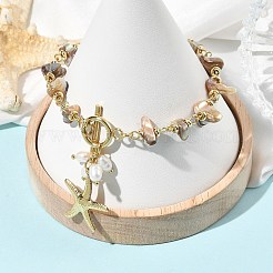 Summer Beach 304 Stainless Steel Starfish Charm OT Bracelets&nbsp;BJEW-JB14373-01