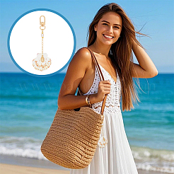 4Pcs 4 Styles Alloy Natural Sea Shell Flower with Starfish Pendant Decorations&nbsp;HJEW-PH02409